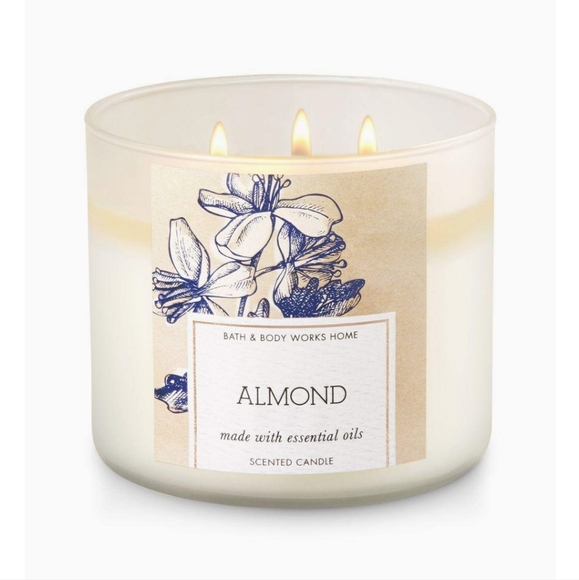 NEW Almond Bath & Body Works 3 wick Candle HTF - Picture 7 of 8